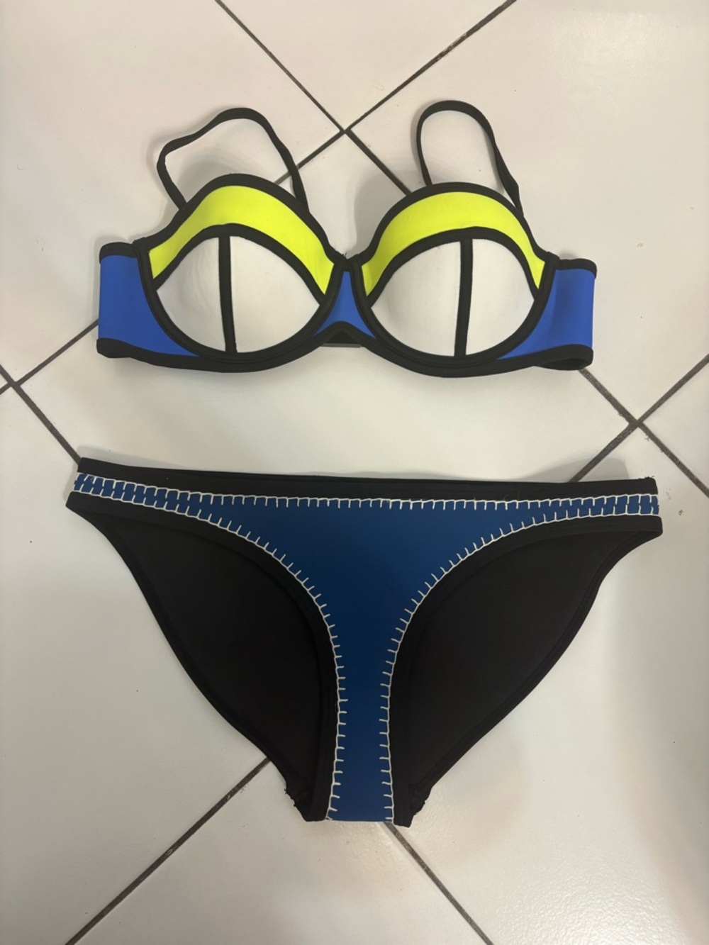 triangl swimwear Black and Royal Blue Neoprene Bikini